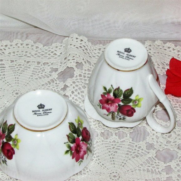 ROYAL ALBERT BONE CHINA Creamer & Sugar Bowl Set Floral England - Picture 3 of 5